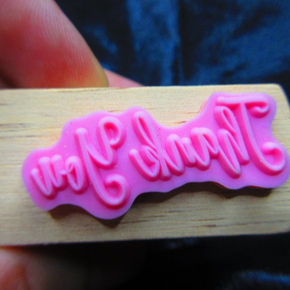 Thank You Rubber Wood Mounted Stamp 1" X 2" - Picture 2 of 3